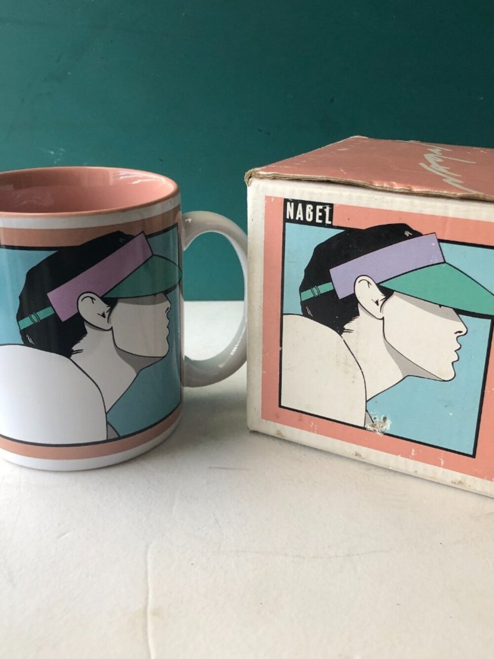 Rare Vintage PATRICK NAGEL Coffee Mug Figi Graphics 1993